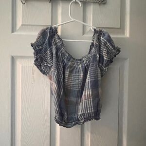 Off the shoulder plaid crop top